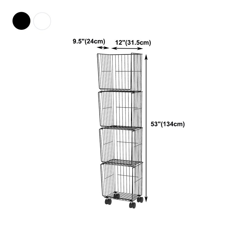 Modern Style Bookshelf Closed Back Metal Bookcase with Caster Wheels for Home Use