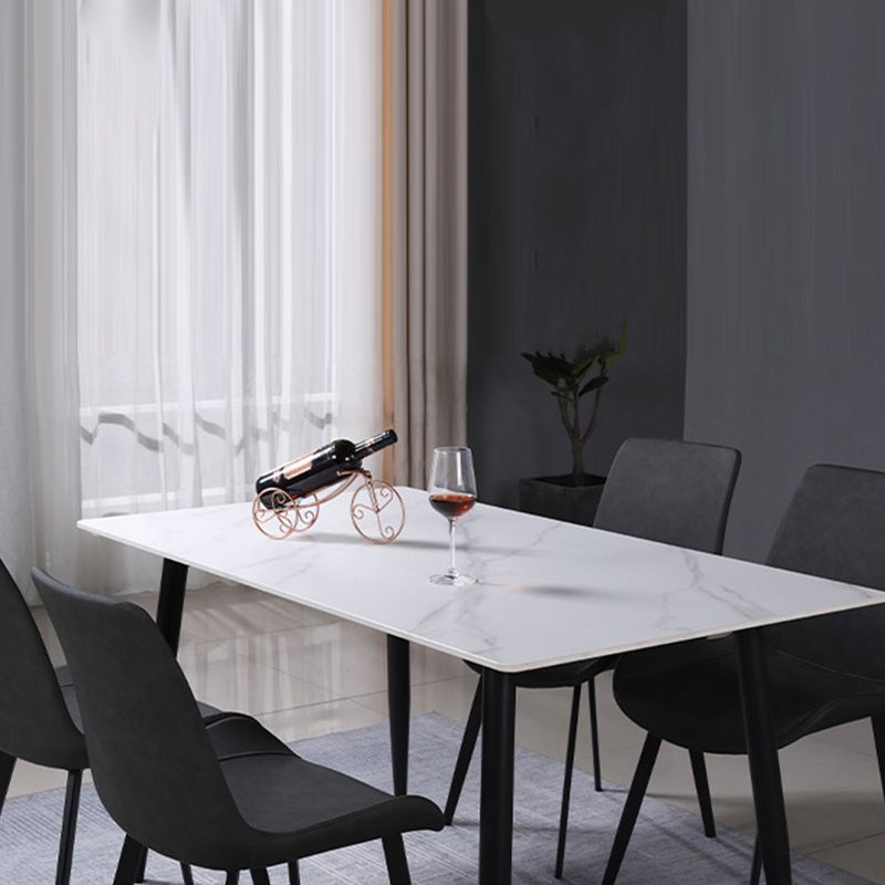 Modern Black Marble Counter Table Rectangle Dining Table for Kitchen