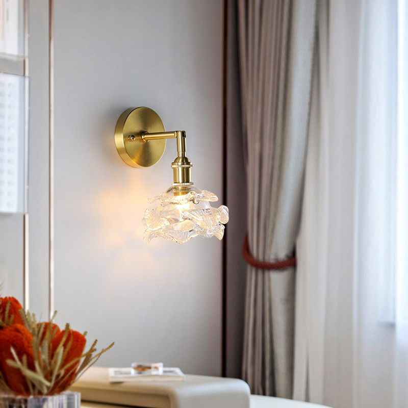Glass Flower Wall Sconce Lighting Industrial Style 1 Light Wall Lamps