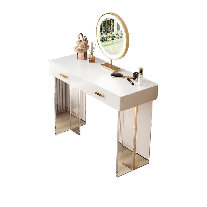 Contemporary Vanity Dressing Table with Stone Top and Acrylic Base