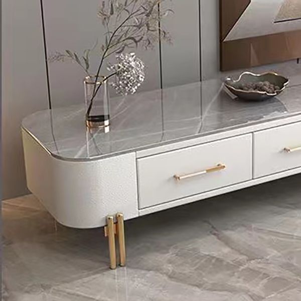 Rectangular Slate Top Coffee Table 4 Legs Cocktail Table with 2 Drawers