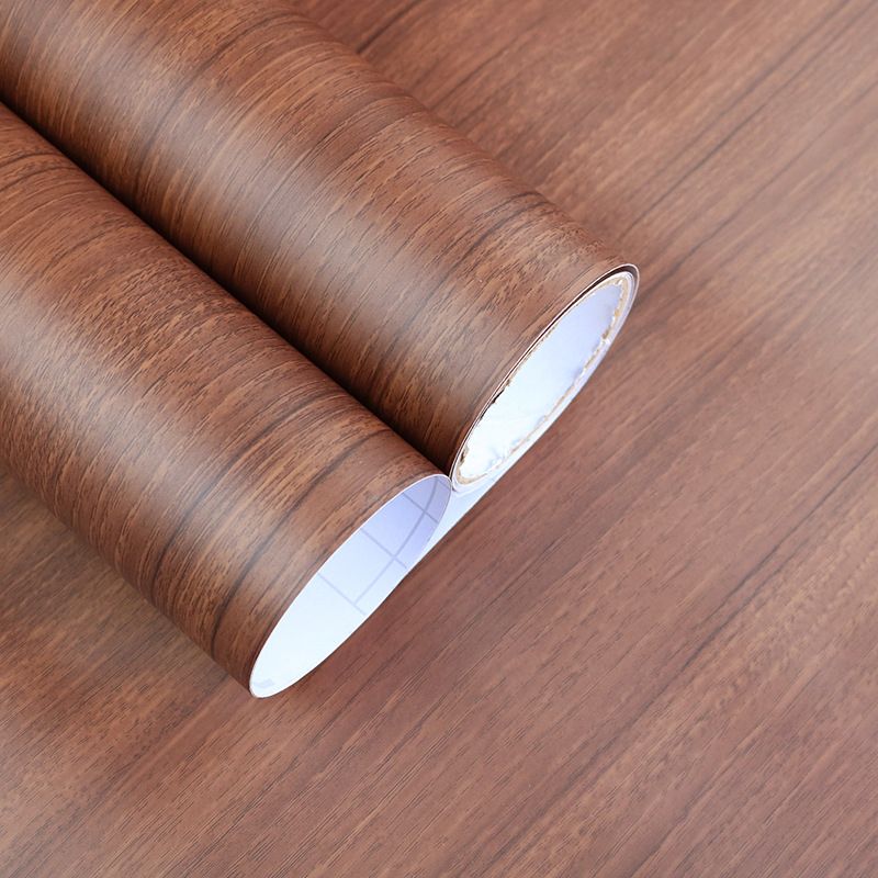 Faux Wood Wallpaper Roll Peel and Paste Industrial Living Room Wall Decor, 6.5 sq-ft