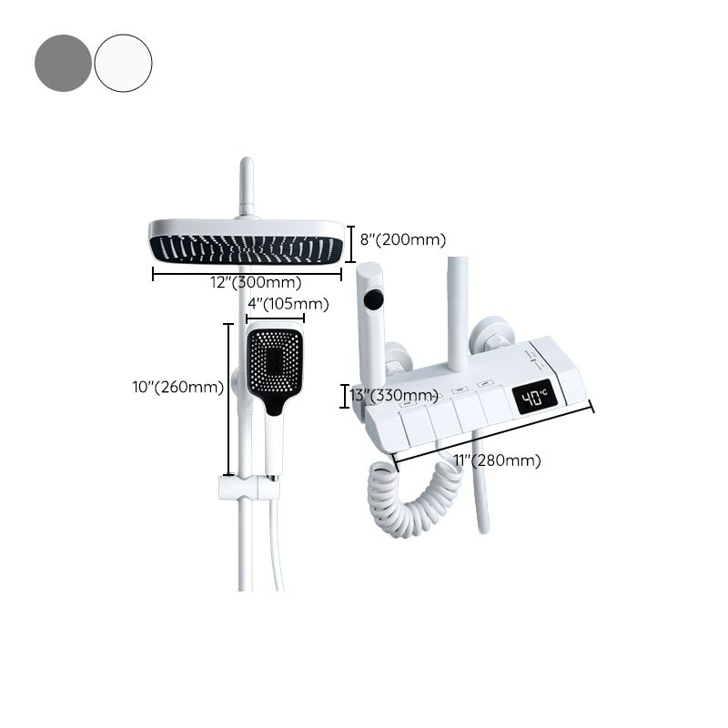 Modern Adjustable Water Flow Square Shower Faucet Shower Hose Shower System on Wall