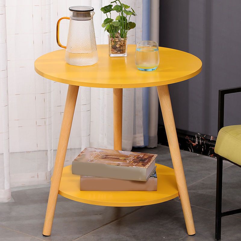 Modern 3 Leg Corner Table Round Solid Wood Side End Table for Living Room