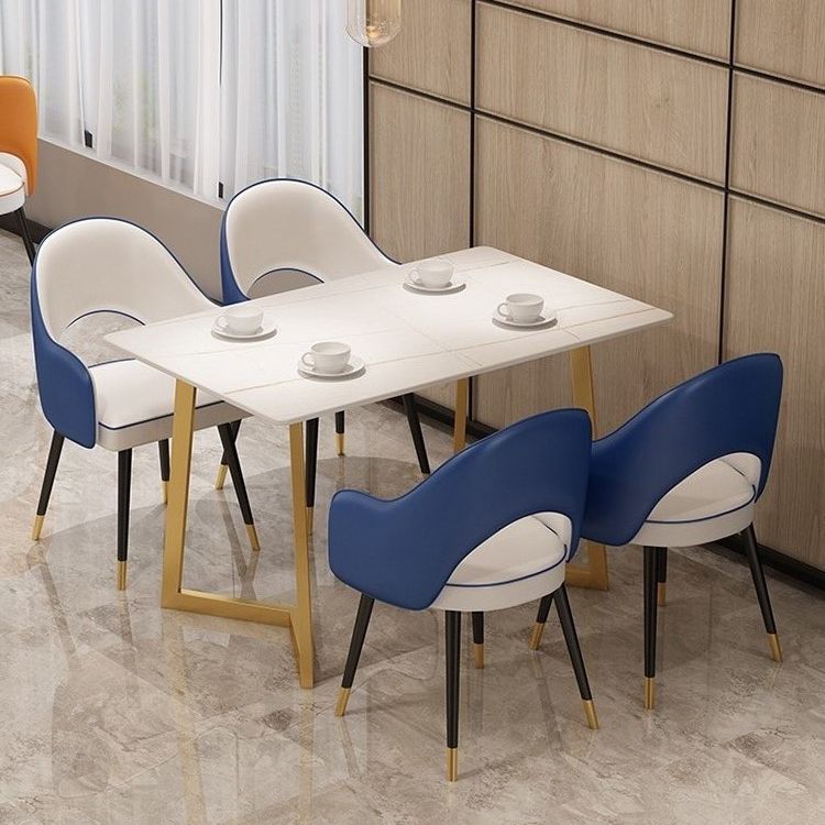 Modern Standard White Dining Set Sintered Stone Rectangle Shape Dining Set for Kitchen