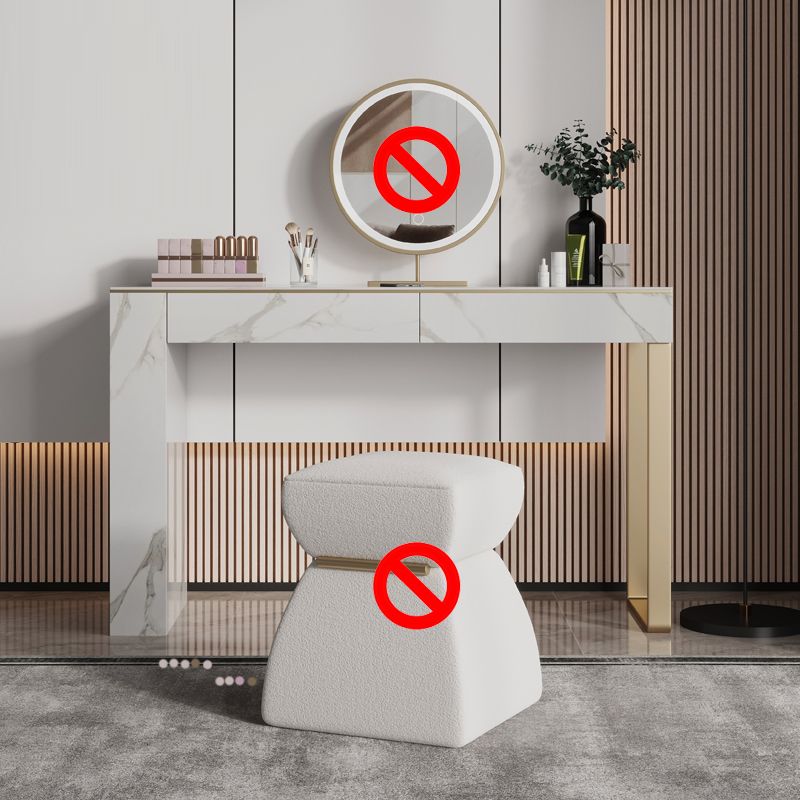 Two Piece Luxurious Vanity Set Stainless Steel and Stone Dresser