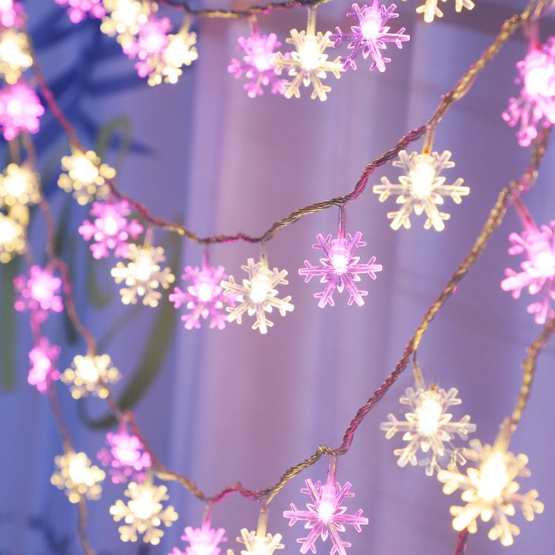 Battery Powered Snowflake LED String Light Decorative Plastic Festive Light for Indoor