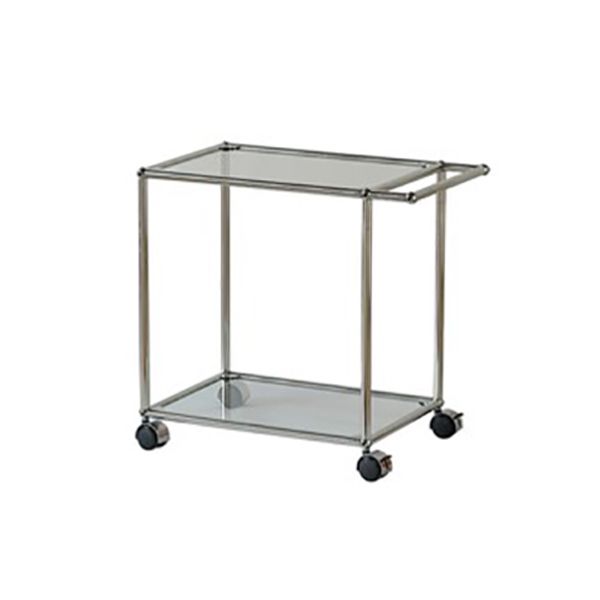 Medieval Modern Style Rectangular Metal/glass Table Wheel Base Side Table