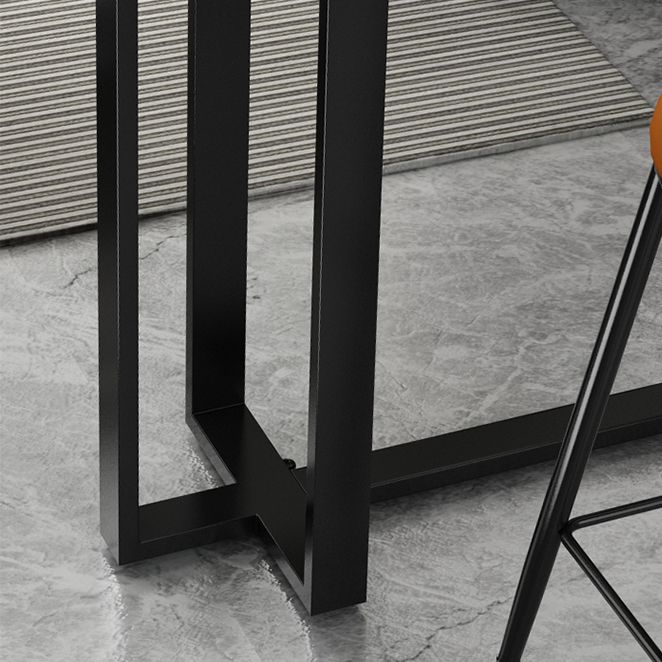 Stone Bar Dining Table Modern Rectangle Bar Table with Trestle for Living Room Balcony