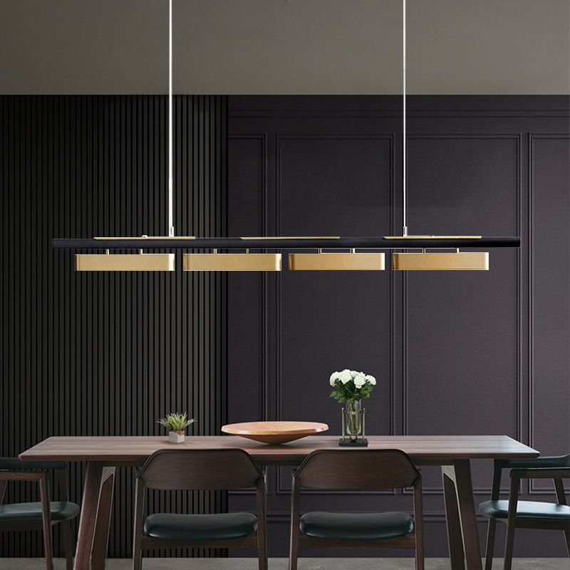 2/3/4-Light Modern Ceiling Light Black Metal Kitchen Island Lighting for Bedroom