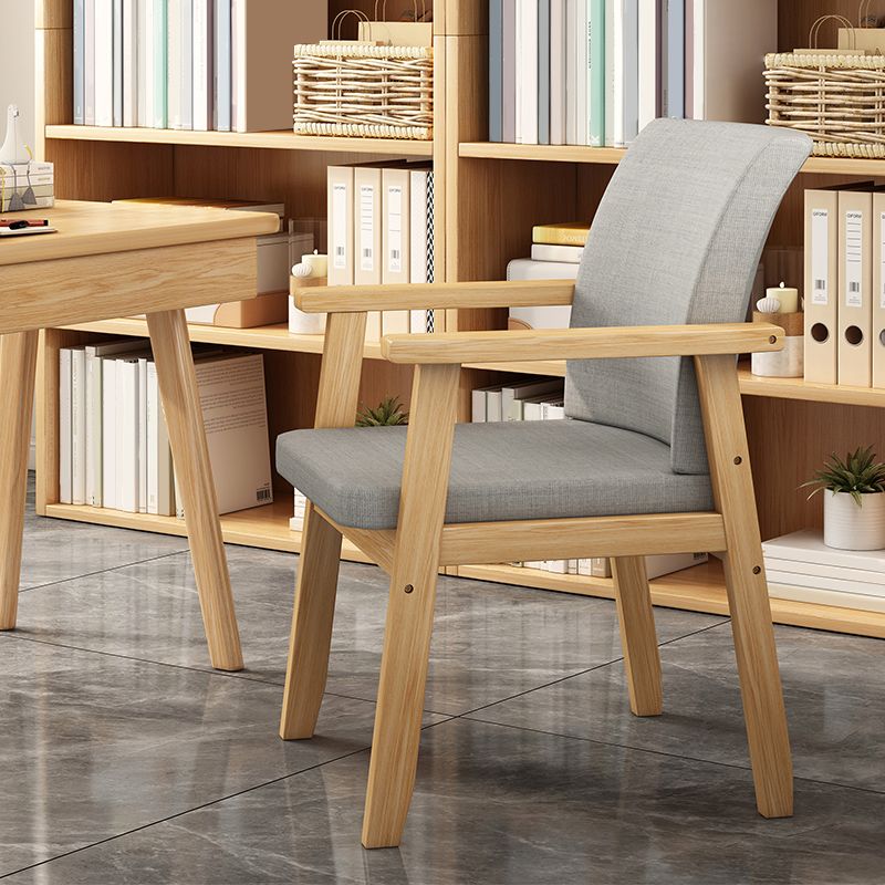 Contemporary Solid Wood Rubber Wood Arm Dining Chair with Upholstered for Home