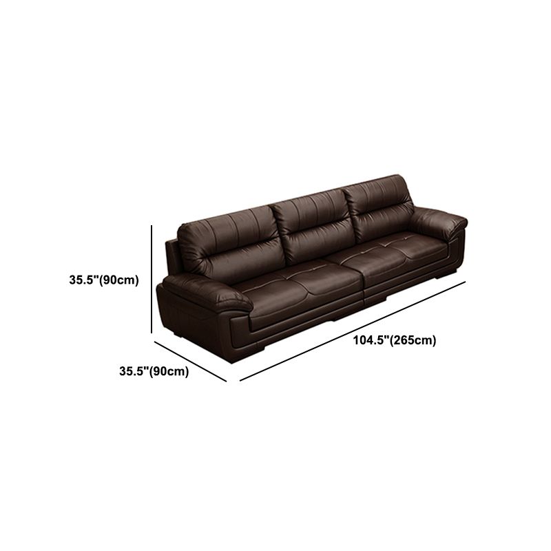 Contemporary Dark Brown Sewn Pillow Back Standard Pillow Top Arm Sofa
