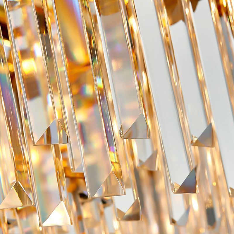 Lampada a ciondolo lineare in stile vintage Metal Multi Light lampadario Appednare con cristallo sfaccettato con finitura in ottone