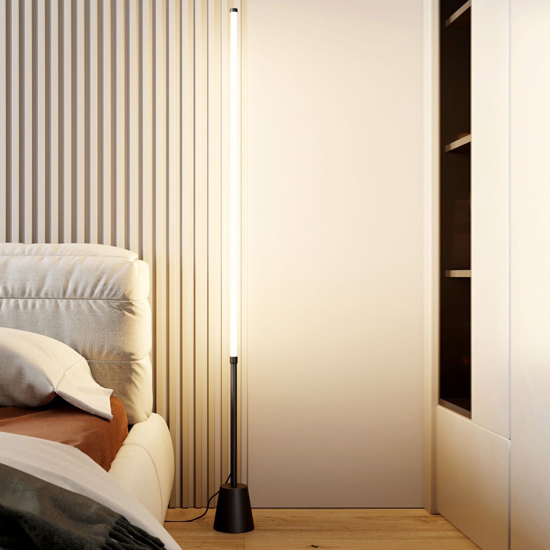 Linear Shape Metal Floor Lighting Contemporary Style Single Light Floor Lamp