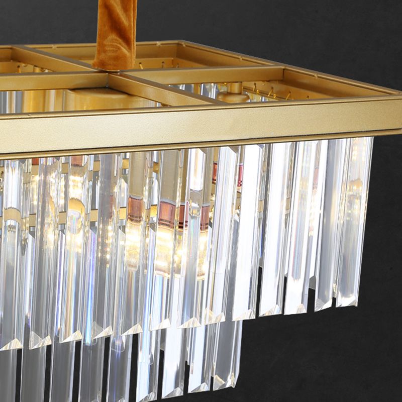 Lineare Inselbeleuchtung in modernen Luxusstil -Kristall -Innenpendelleuchten