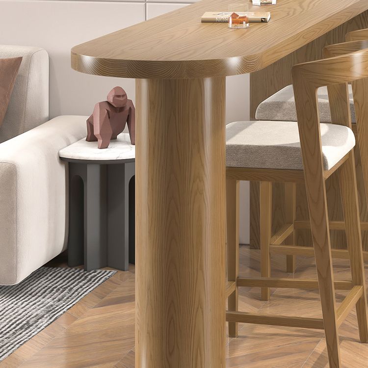 Specialty Solid Wood Bar Table Double Pedestal Bar Height Pub Table in Natural