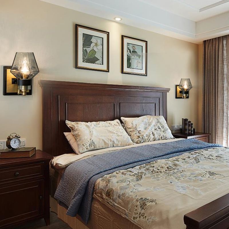 Metal Candle Sconce Lamp Tradition 1 Bulb Black Wall Lighting Fixture with Urn Smoke Glass Shade