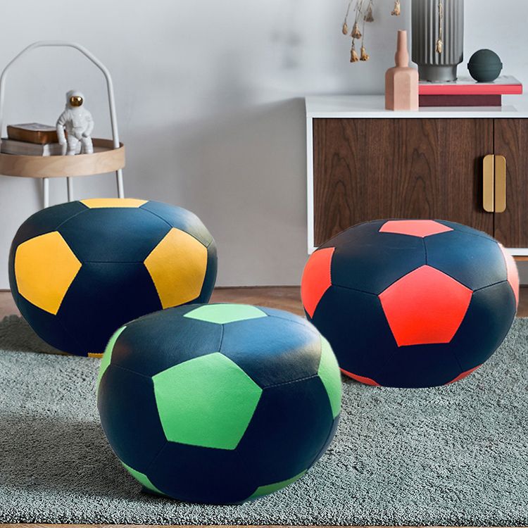 Pouf Tomato Pattern Ottoman Faux Leather Modern Specialty Ottoman