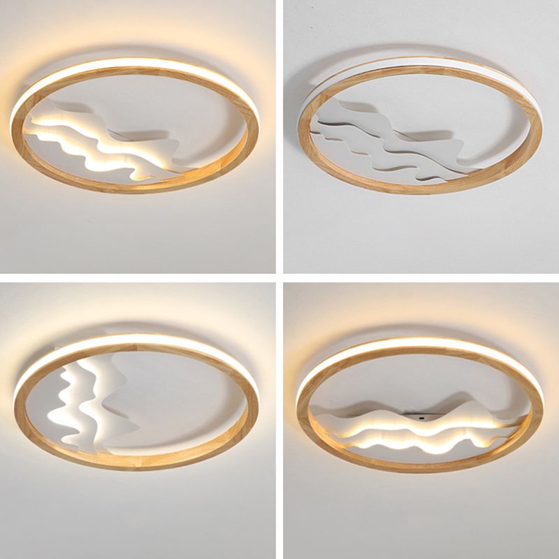 Houten Ring Vormige Flush Light Fixture Minimalistische LED Plafond Licht voor Slaapkamer