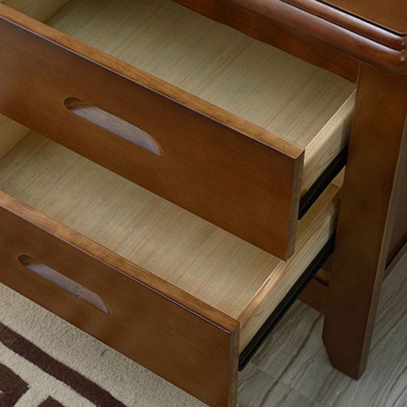 Modern Solid Wood Nightstand 2-Drawer Storage Oak 20 Inch H Night Table with Legs