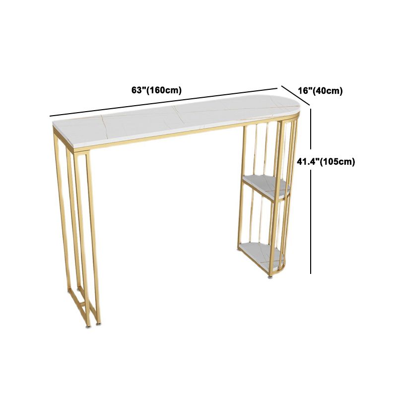 Glam Oval Bar Set Storage 1/2/3 Pieces Stone Counter Height Set in Gold