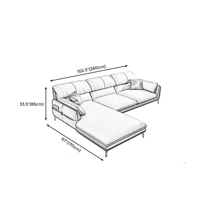 Scandinavian Faux Leather Light-grey Sectional for Apartment