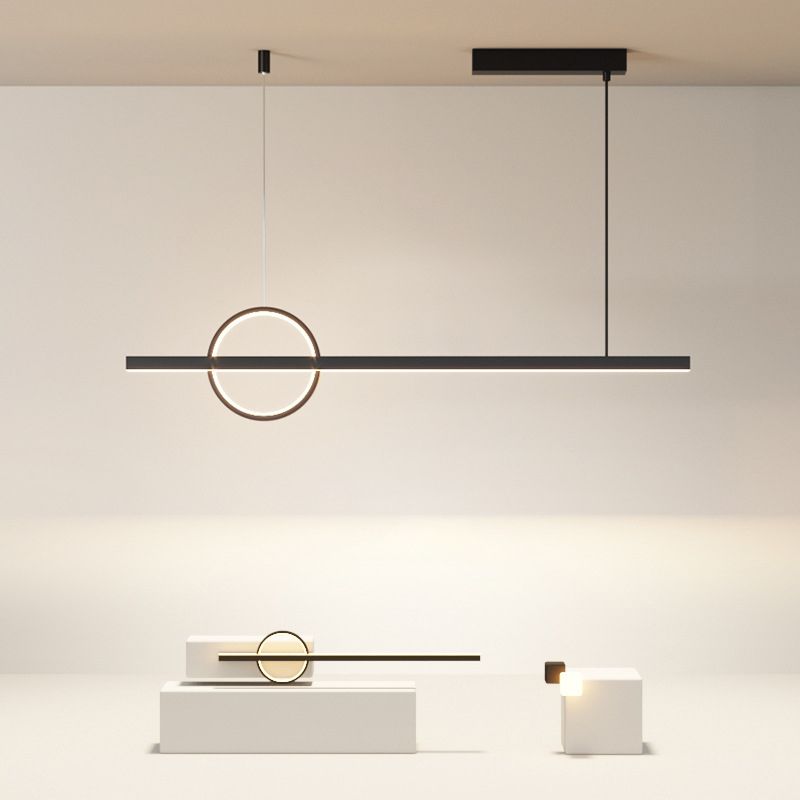 2-Light Modernism Black Island Lighting LED Metal Ceiling Light for Kitchen