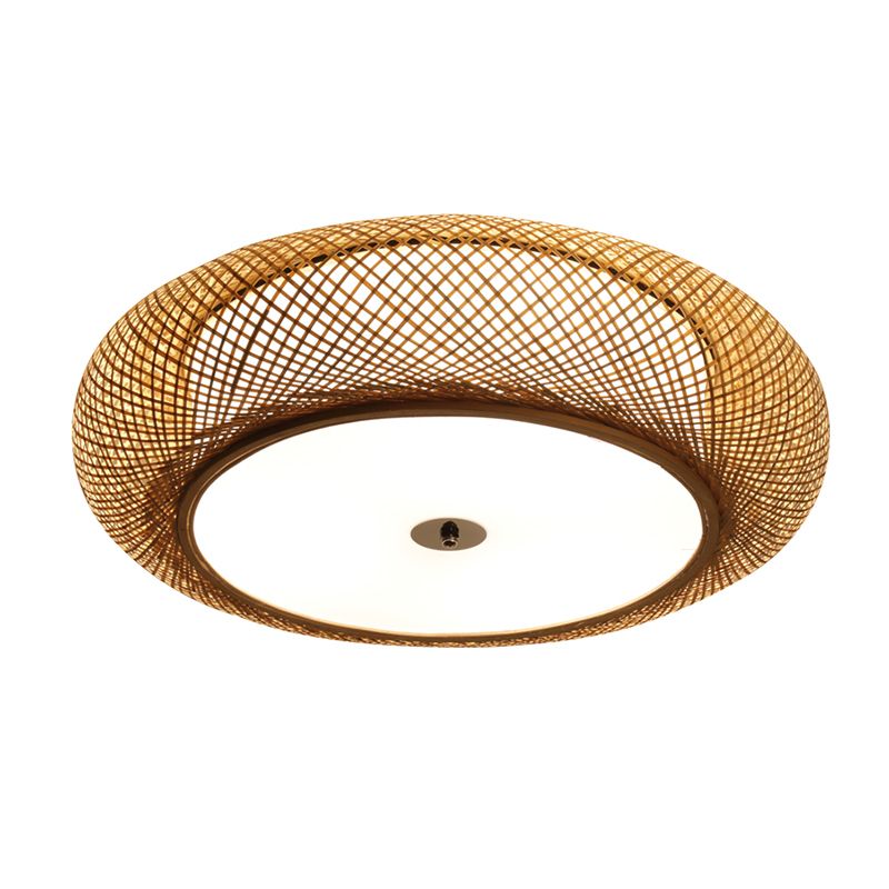 Moderne LED-inbouwlamp Eenvoudige plafondlamp met bamboe kap voor woonkamer