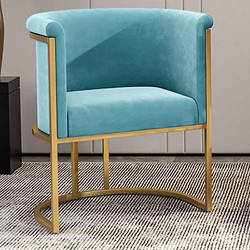 Upholstered Arm Chair Velvet Gold Base Dining Chair for Dining Room