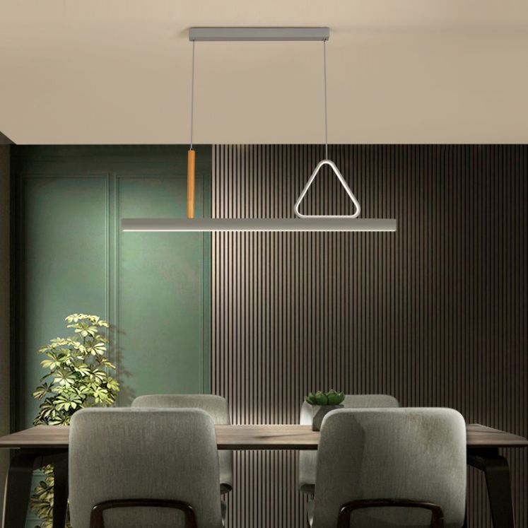 Sala de estar nueva iluminación moderna de isla LED lineal de metal lineal en gris