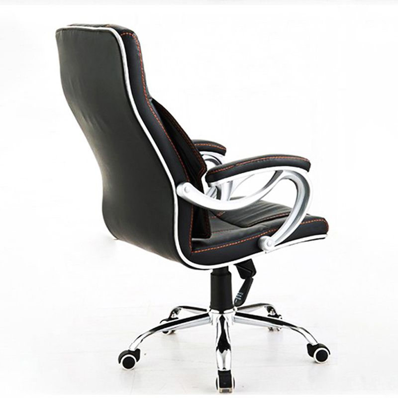 27 Inch Wide Contemporary Desk Chair Black Leather Office Chair