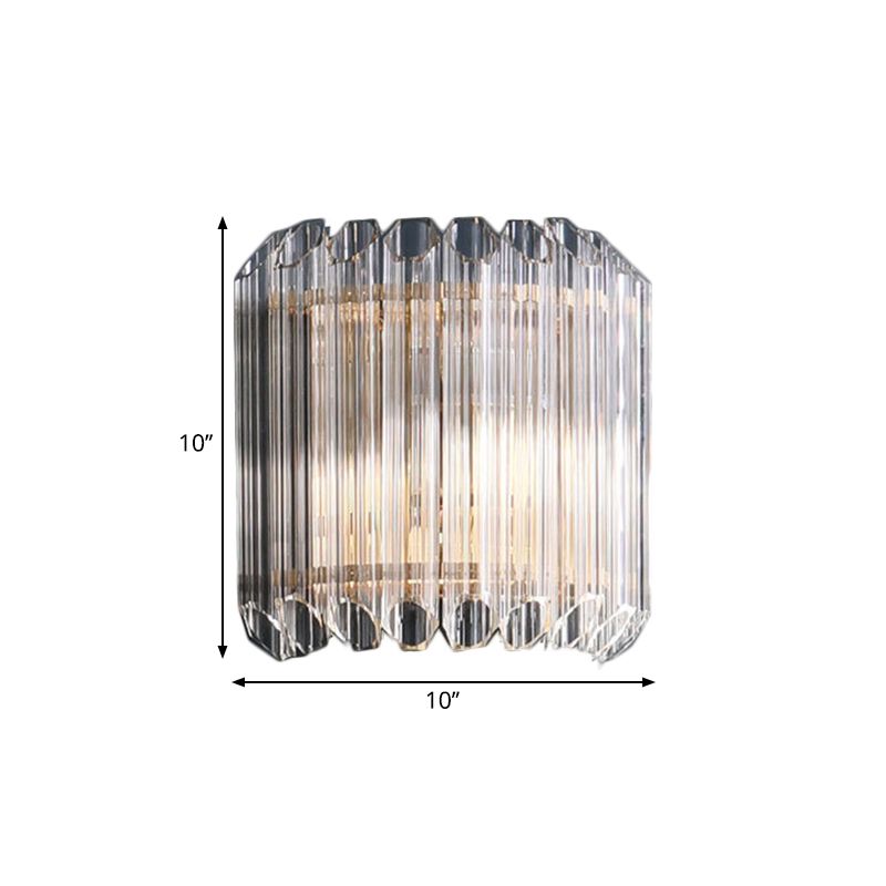 Half Drum Bedroom Wall Light Fixture Clear Crystal Tube 1 Light Simplicity Wall Sconce Lamp