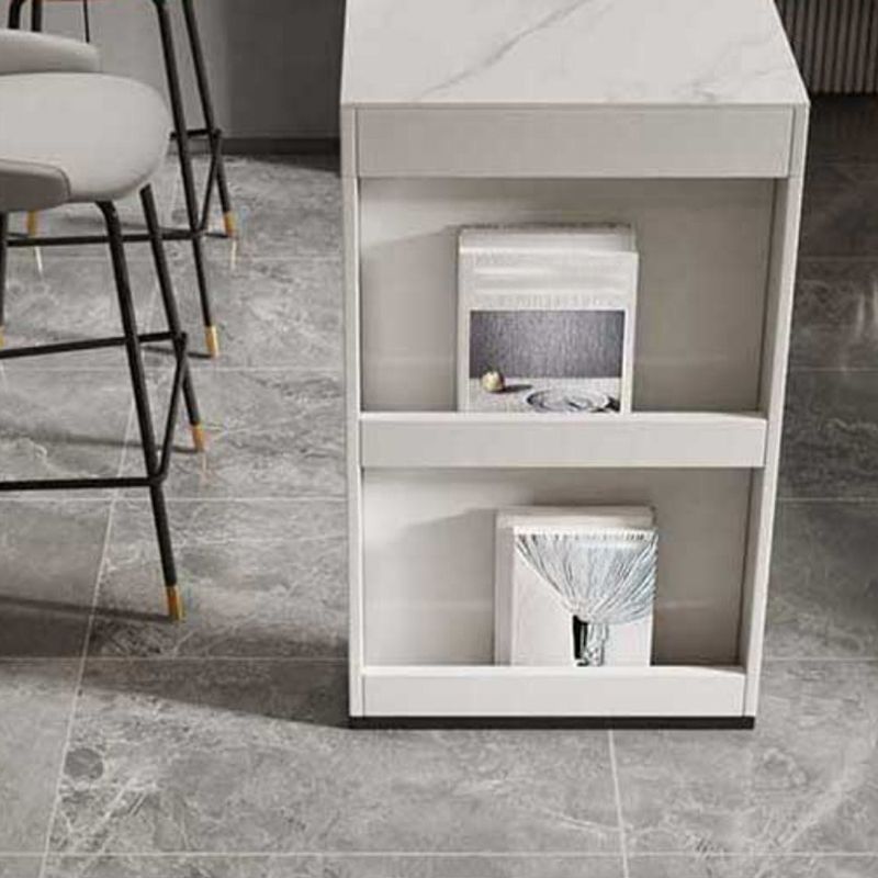 Stone Bar Dining Table Modern Bar Table with Double Pedestal for Dining Room