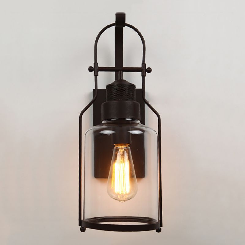 Industrial Style Wall Light Glass Shade Light Sconce Light Fixture for Sitting Room