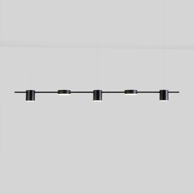 Postmoderne lineair gevormde LED -hanglamp metallic eetkamer hangende eilandlicht