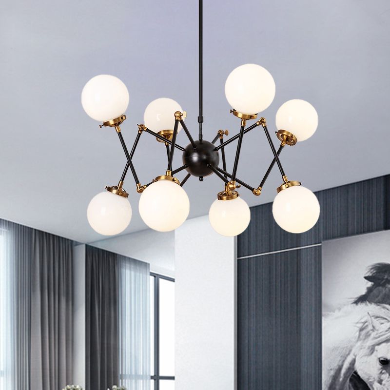 Metal Abstract Pendant Lighting 8 Lights Contemporary Chandelier with Orb Shade for Dining Room