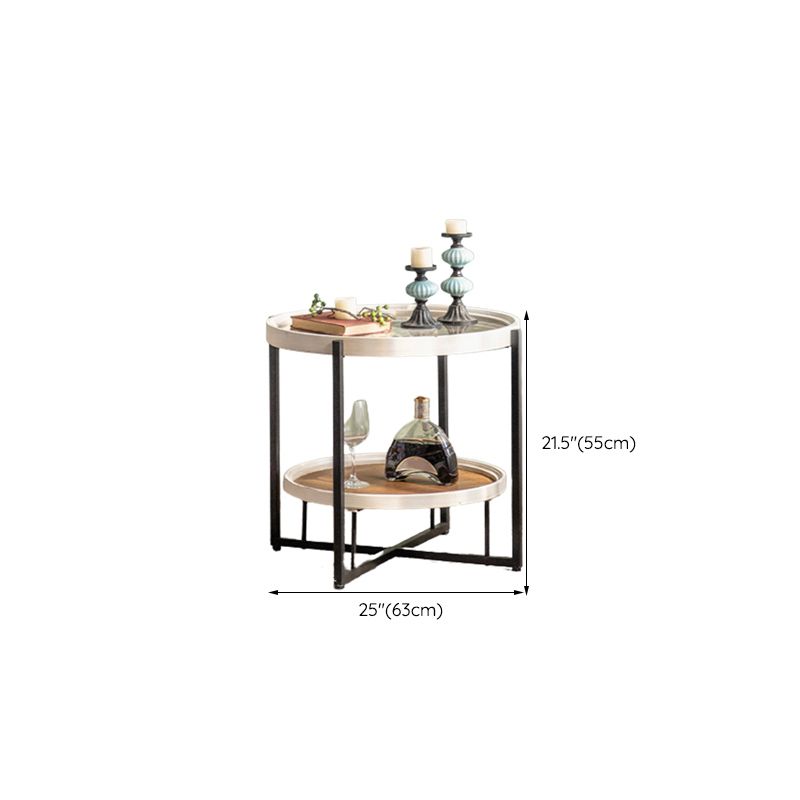 French Country Side Table Glass Top Single Accent Side Table