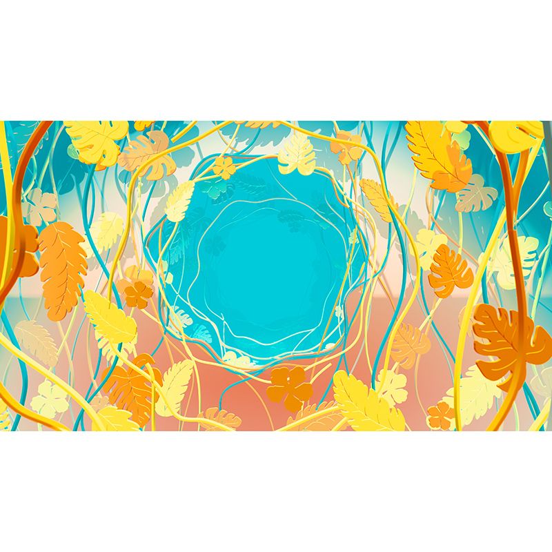 Illustration Stain Resistant Mural Wallpaper Tropical Plants Living Room Wall Mural