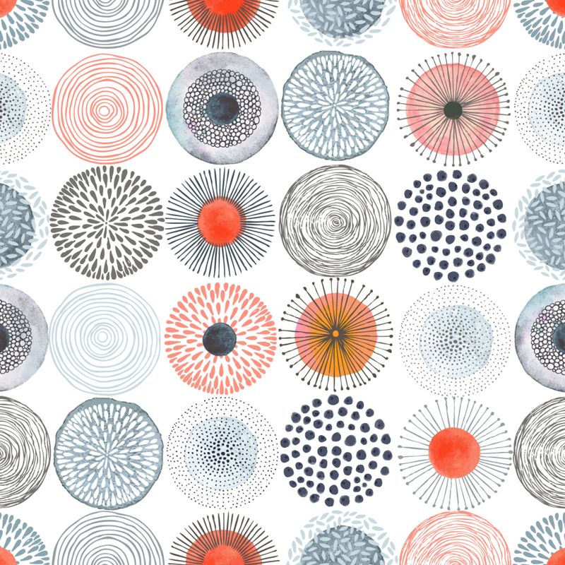 Large Floral Circles Wallpaper Mural Water Resistant Modern Style Bedroom Wall Decor