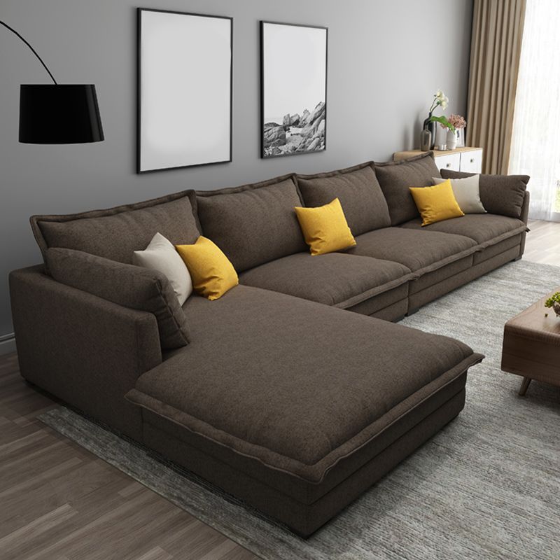 Contemporary Fabric Sofa & Chaise with Pillows for Living Room