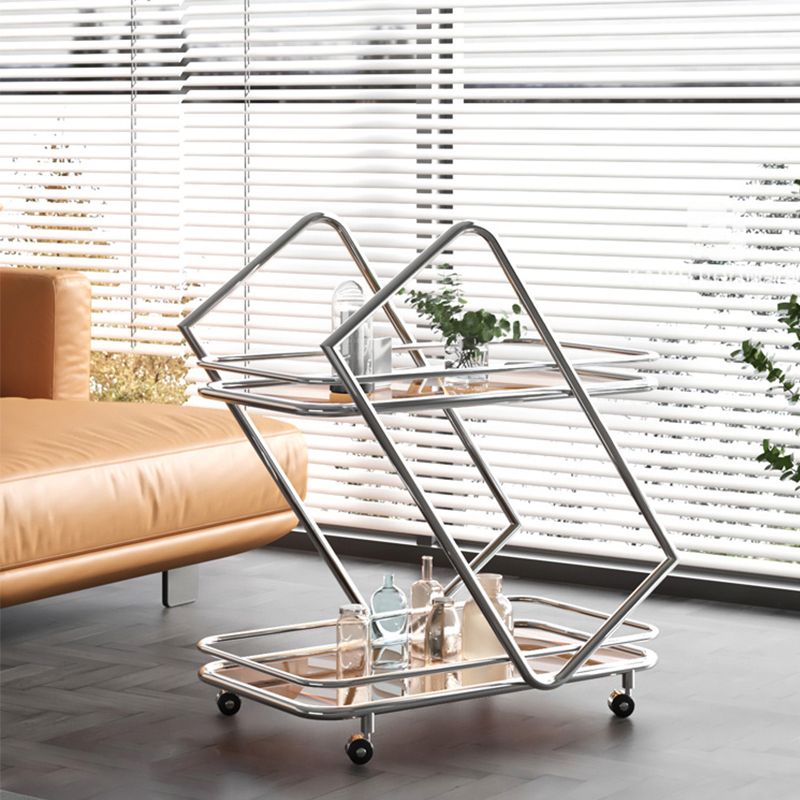 34.64" High Modern Style Prep Table Rolling Metal Prep Table for Home