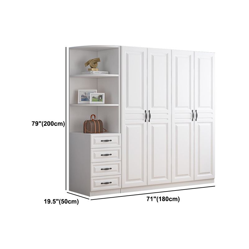 White Colour Wardrobe French Country Wooden Wardrobe Closet for Bedroom