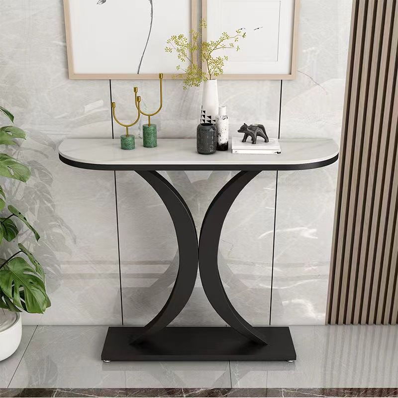 31.5" Tall Glam Accent Table 1-shelf Stone Console Table for Hall