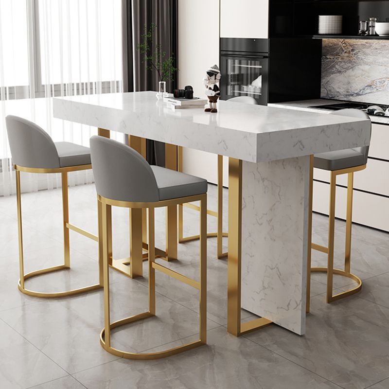 Modern Bar Table Set 1/2/5 Pcs Faux Marble Rectangular Bar Set for Indoor