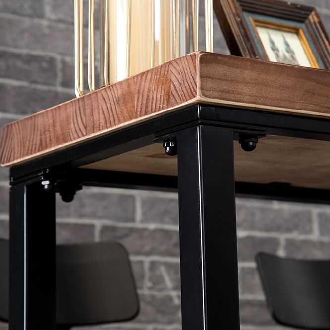 Industrial Rectangle Bar Height Table Solid Wood Bar Table with Trestle Base