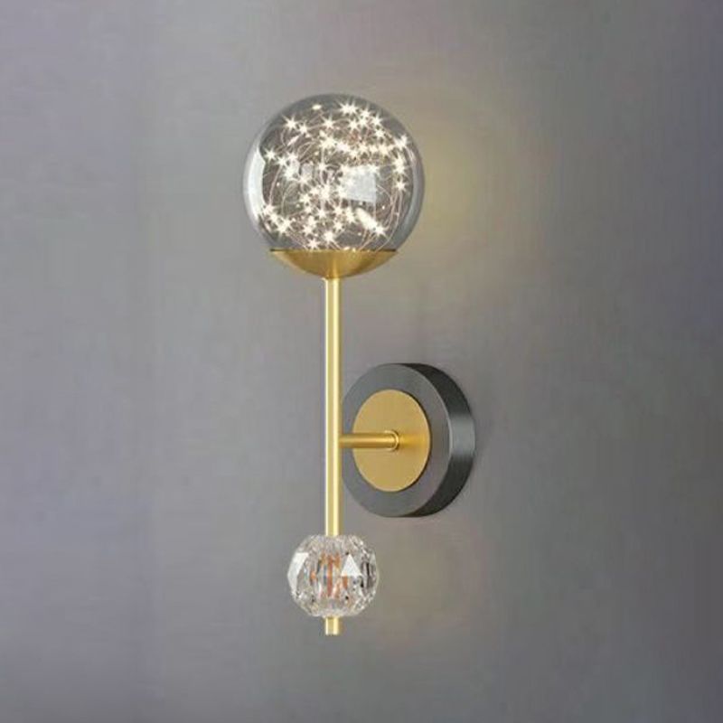 Light Luxury Style Aluminum Wall Light Glass Shade LED Wall Lamp for Bedroom