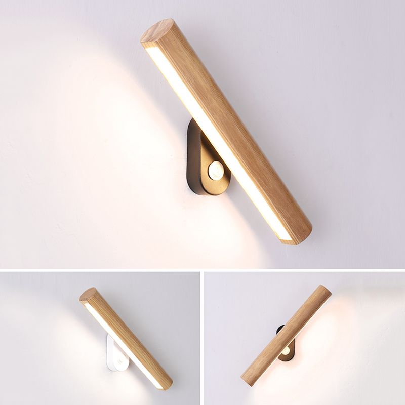 Modern Minimalist Style Linear Wall Mounted Light Fixture Wood Wall Mounted Lighting for Bedroom