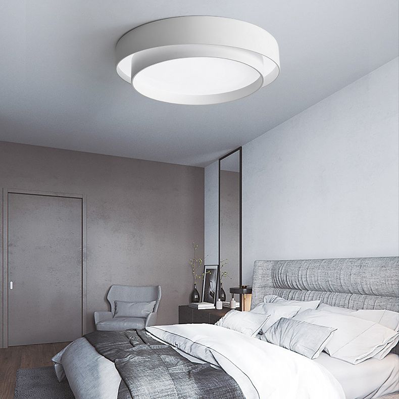 Circular LED Flush Mount in Modern Minimalist Style Wrought Iron Ceiling Fixture with Acrylic Shade