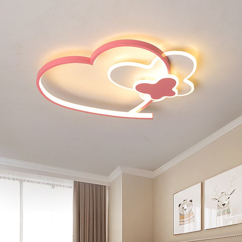 Loving Heart Frame Ceiling Flush Minimaliste Acrylique LED Rose Flushmount Éclairage Fixture pour la chambre