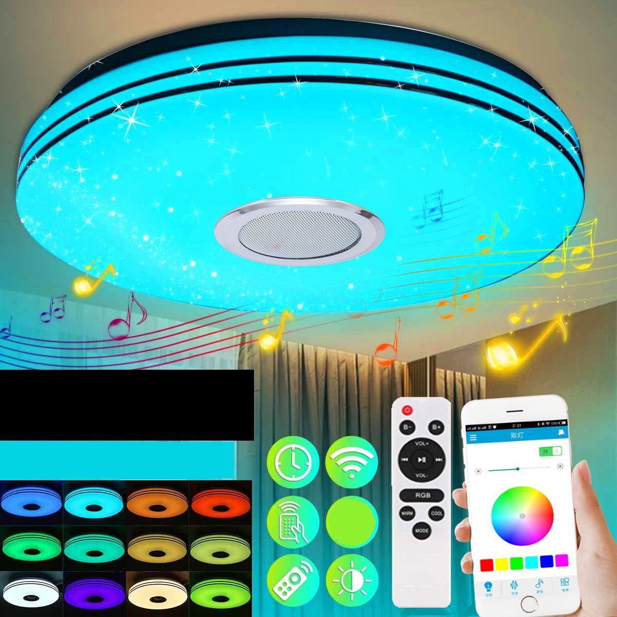 Modern Ceiling Light Fixture Wireless Mobile Phone Control LED Shop Hotel Indoor Light